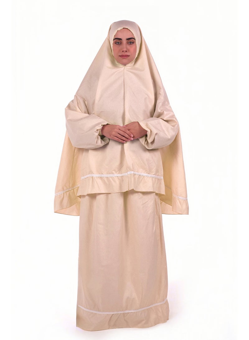 AL BENT AL SHARQIEH Two pieces islamic prayer robe dress set with sleeve - Image 1